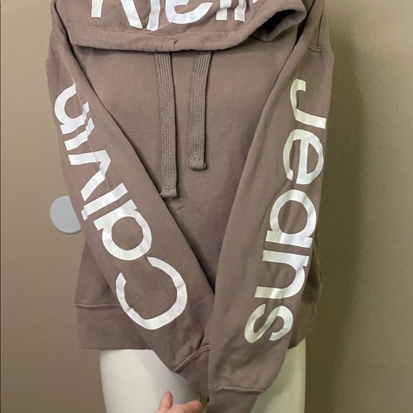 Calvin Klein Jeans tan logo graphic statement hoodie 🖤🖤M - Picture 9 of 11